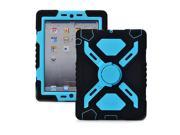 Pepkoo Spider Style 2 in 1 Hybrid Plastic and Silicone Stand Defender Case with a Screen Film for iPad 2 3 4 Black Blue