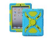 Pepkoo Spider Style 2 in 1 Hybrid Plastic and Silicone Stand Defender Case with a Screen Film for iPad 2 3 4 Blue Green