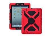 Pepkoo Spider Style 2 in 1 Hybrid Plastic and Silicone Stand Defender Case with a Screen Film for iPad 2 3 4 Black Red