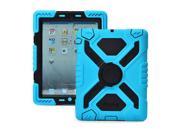 Pepkoo Spider Style 2 in 1 Hybrid Plastic and Silicone Stand Defender Case with a Screen Film for iPad 2 3 4 Blue Black