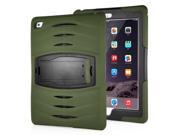 Shockproof Hybrid Silicone and Plastic Stand Protective Case with Touch Screen Film for iPad Air 2 iPad 6 Army Green