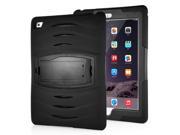 Shockproof Hybrid Silicone and Plastic Stand Protective Case with Touch Screen Film for iPad Air 2 iPad 6 Black