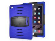 Shockproof Hybrid Silicone and Plastic Stand Protective Case with Touch Screen Film for iPad Air 2 iPad 6 Dark Blue