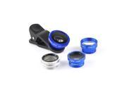 5 IN 1 Fish Eye Wide Angle Macro 2 x Barlow Polarizer For Mobile Phones Tablet Blue