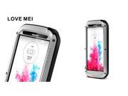 LOVE MEI Aluminum Metal Bumper Waterproof Gorilla Glass Case for LG G3 Gray