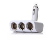 Olesson 90° Adjustable 120W Three Sockets Car Charger Cigarette Lighter White