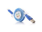 1m Micro Retractable Data Sync Adapter Charger USB Cable for Samsung HTC XIAOMI Blue pcs
