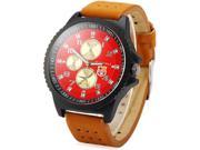 Jubaoli 1010 Male Quartz Watch with Non functioning Sub dials PU Band Red