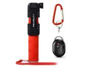 iPearl Pearlty Porket Monopod Selfie Stick Bluetooth Shutter Clip Holder Buckle Red