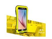 Love Mei Waterproof Shockproof Rugged Small Waist Protective Metal Case Gorilla Glass for Galaxy S6 Yellow