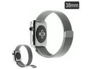 Woven Stainless Steel Mesh With Adjustable Magnetic Closure Watch Band For Apple Watch 38 mm Silver