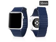 Quilted Genuine Leather With Adjustable Magnetic Closure Watch Band For Apple Watch 38 mm Dark Blue