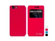 Simple Style Faux Leather Flip Case with Screen Display Window for DOOGEE X5 Red
