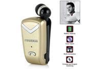F V2 Bluetooth Wireless Headset Stereo Sport Retractable Earphone With Clip For iPhone Samsung Gold