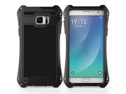R JUST New Waterproof Shockproof Carbon Fiber Gorilla Tempered Glass Aluminum Metal Armor Case Cover For Samsung Galaxy Note 5 Black