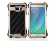 R JUST New Waterproof Shockproof Carbon Fiber Gorilla Tempered Glass Aluminum Metal Armor Case Cover For Samsung Galaxy Note 5 Gold Black