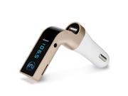 Wireless Bluetooth FM Transmitter FM Modulator Radio Car Mp3 Player Handsfree Car Kit with Port USB Charging Music Control and Hands Free Calling Golden