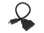 HDMI 1080P Male to 2 HDMI Female Ports 1 In 2 Out Splitter Black Cable Adapter Converter