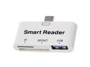 3 in 1 USB 3.1 Type C HUB w TF SD Card Reader OTG White