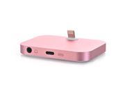 Sync Charging with 3.5 mm Audio Line Out Lightning Dock for iPhone 7 and 7 Plus Pink