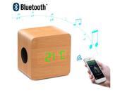 Wireless Bluetooth Wooden Speaker with LED Alarm Clock Display Mega Bass Beige