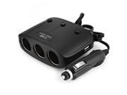 B04 3 Ways Car Auto Cigarette Lighter Sockets Splitter Power Adapter Dual USB Charger For Iphone Samsung Phone Black