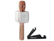 TuXun Teana2 Wireless Karaoke Player Condenser Microphone Handheld Portable with Mic Dual Speakers Singing Record for Smart Phones Computer Rose Gold