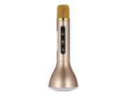 K188 Karaoke Player Wireless Bluetooth Condenser Microphone LED Light TF Card 3.5mm AUX IN with Mic Speaker KTV Singing Record for Smart Phones Computers Gold