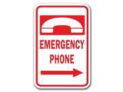 Emergency Phone w right arrow Sign 12 x 18 Heavy Gauge Aluminum Signs