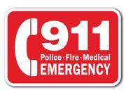 911 Police Fire Medical Emergency Sign 12 x 18 Heavy Gauge Aluminum Signs
