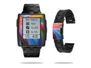 Mightyskins Protective Vinyl Skin Decal Cover for Pebble Steel Smart Watch wrap sticker skins Rainbow Waves