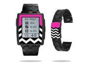 Mightyskins Protective Vinyl Skin Decal Cover for Pebble Steel Smart Watch wrap sticker skins Hot Pink Chevron