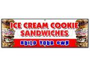 72 ICE CREAM COOKIE SANDWICHES BUILD YOUR OWN BANNER SIGN sundae soda