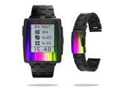Mightyskins Protective Vinyl Skin Decal Cover for Pebble Steel Smart Watch wrap sticker skins Rainbow Wood