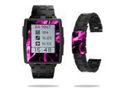 Mightyskins Protective Vinyl Skin Decal Cover for Pebble Steel Smart Watch wrap sticker skins Pink Flames