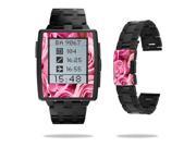 Mightyskins Protective Vinyl Skin Decal Cover for Pebble Steel Smart Watch wrap sticker skins Pink Roses