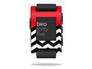 Mightyskins Protective Vinyl Skin Decal Cover for Pebble Smart Watch wrap sticker skins Red Chevron
