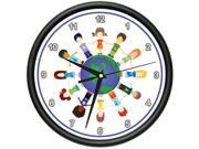 PEACEFUL CHILDREN AROUND THE WORLD Wall Clock classroom