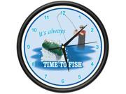 TROUT FISHERMAN Wall Clock fly fishing rod reel rainbow