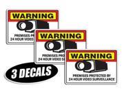 3 PACK SECURITY SURVEILLANCE DECALS sticker decal label video warning cctv camera