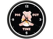 PIG OUT TIME Wall Clock pigs bbq barbque restaurant