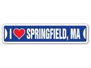 I LOVE SPRINGFIELD MASSACHUSETTS Street Sign ma city state us wall road décor gift