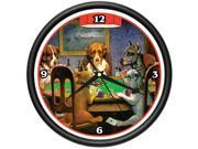 DOGS PLAYING POKER Wall Clock dog art poster print