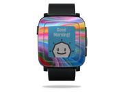 MightySkins Protective Vinyl Skin Decal for Pebble Time Smart Watch cover wrap sticker skins Rainbow Waves