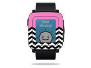 MightySkins Protective Vinyl Skin Decal for Pebble Time Smart Watch cover wrap sticker skins Pink Chevron