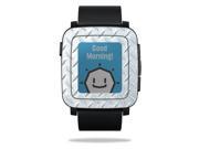 MightySkins Protective Vinyl Skin Decal for Pebble Time Smart Watch cover wrap sticker skins Diamond Plate