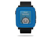 MightySkins Protective Vinyl Skin Decal for Pebble Time Smart Watch cover wrap sticker skins Solid Blue