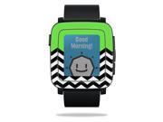 MightySkins Protective Vinyl Skin Decal for Pebble Time Smart Watch cover wrap sticker skins Lime Chevron