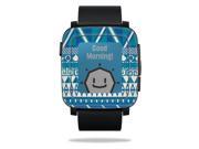 MightySkins Protective Vinyl Skin Decal for Pebble Time Smart Watch cover wrap sticker skins Blue Aztec