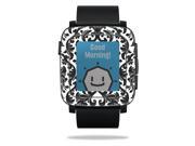 MightySkins Protective Vinyl Skin Decal for Pebble Time Smart Watch cover wrap sticker skins Black Damask